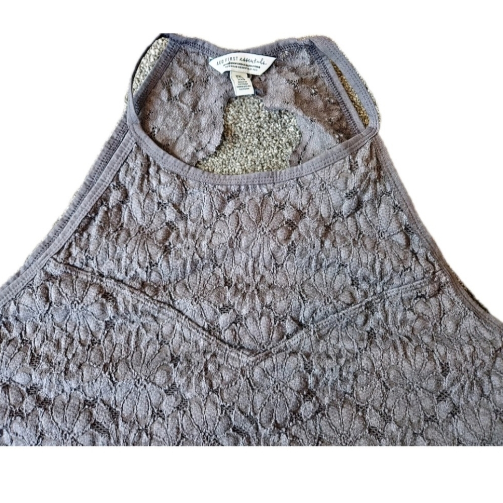 American Eagle Lace Cropped Cami Tank Top Size Xxl 2xl Dark Romantic Fairy‎ Gray - Picture 2 of 6